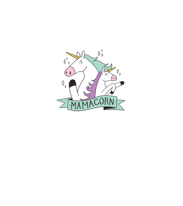 Mamacorn model alb pe tricou