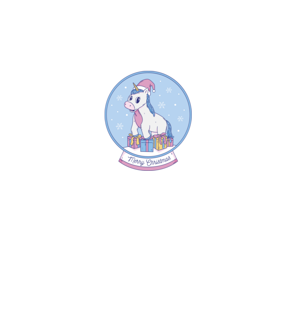 Glob de zăpadă drăguț, de Crăciun, cu Unicorn model albastru închis pe tricou