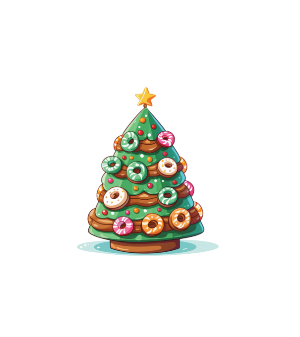 Doughnut pom de Crăciun model alb pe tricou