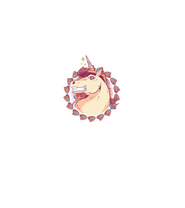 Unicorn Mullet model alb pe tricou