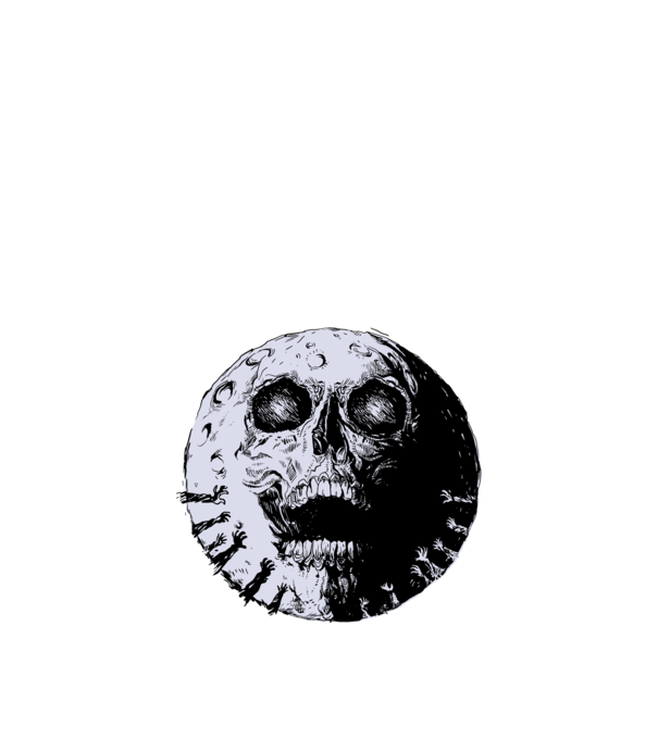 Craniu Lună model alb pe tricou