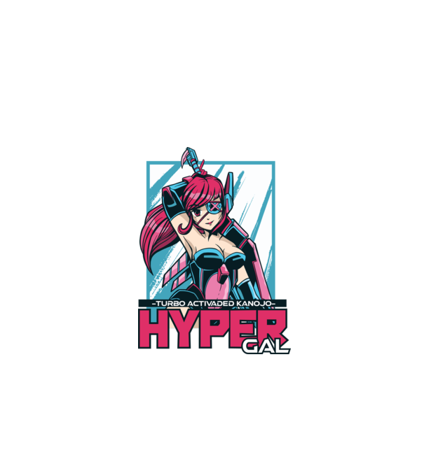 Hyper Gal - Fată Anime model negru pe tricou