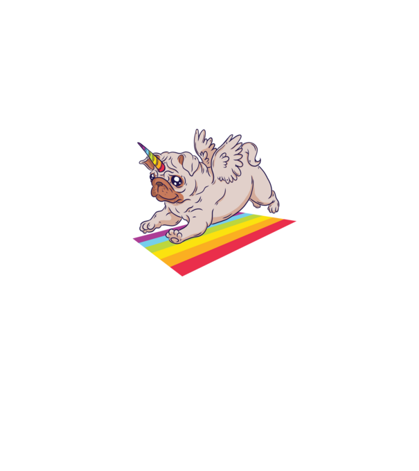 Pugicorn - mops unicorn model negru pe tricou