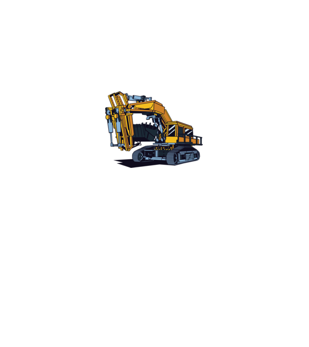 Excavator model gri pe tricou