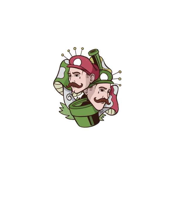 Mario și Luigi model alb pe tricou