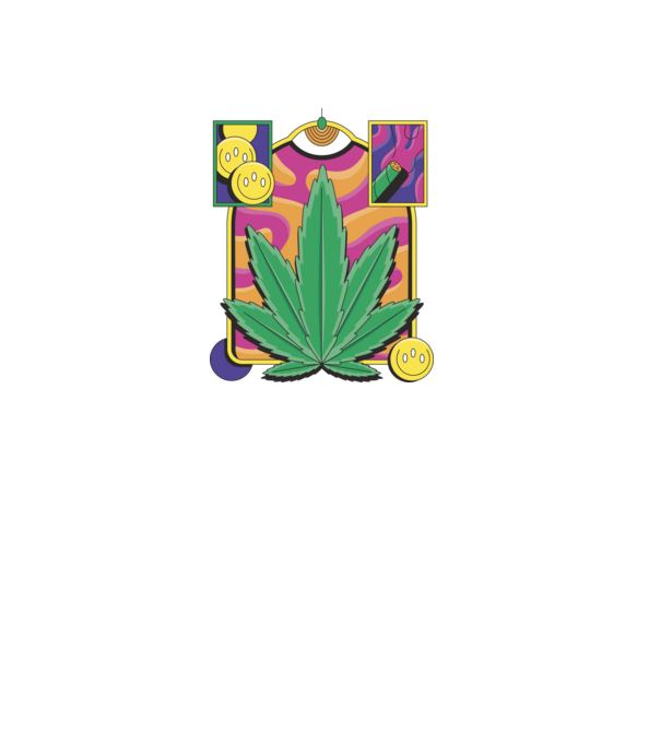 Hippy Cannabis model negru pe tricou