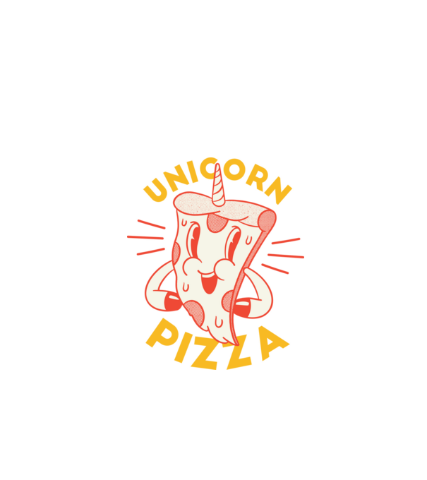 Unicorn Pizza model negru pe tricou