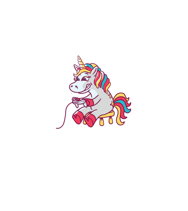 Gamer Unicorn model albastru deschis pe tricou