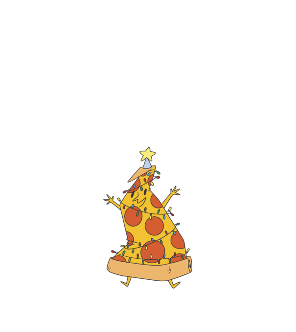 Pizza pom de Crăciun model albastru închis pe tricou