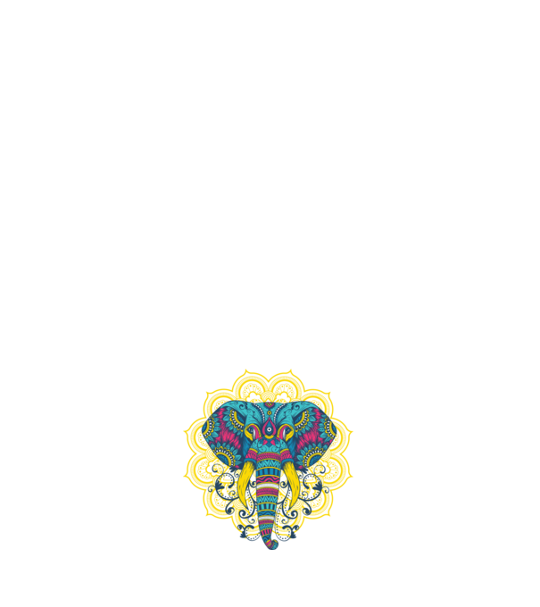 Elefant Mandala Colorat model albastru închis pe tricou