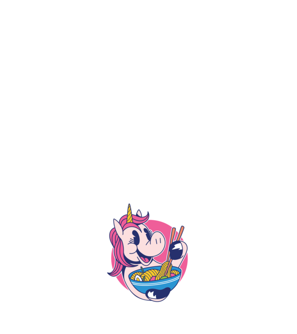 Unicorn Ramen model negru pe tricou