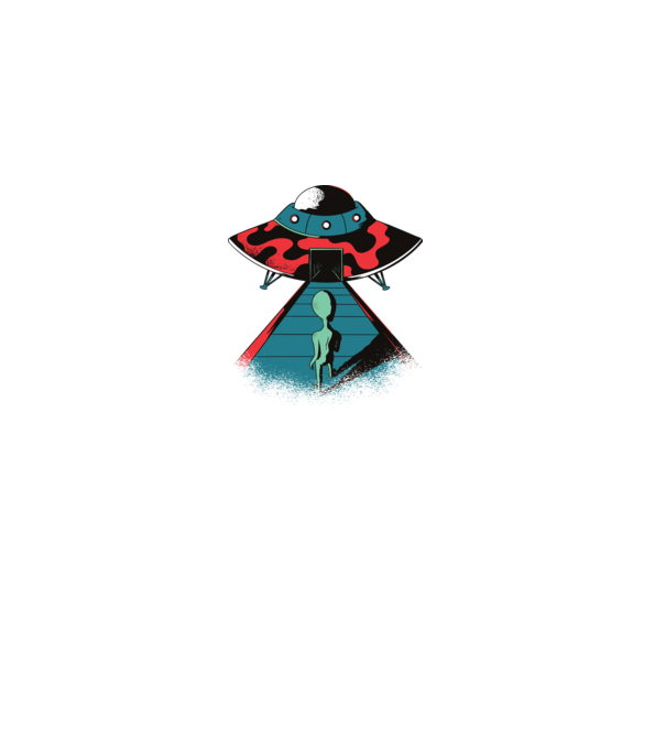 Alien Ufo model negru pe tricou