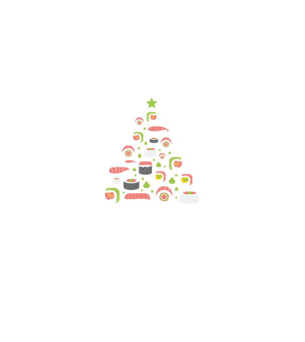 Pom de Crăciun Sushi model verde pe tricou