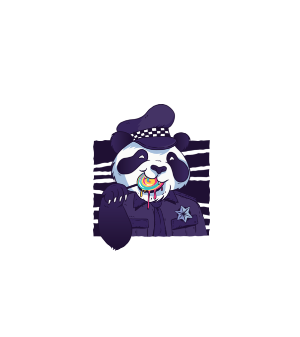 Panda polițist cu acadea model turcoaz pe tricou