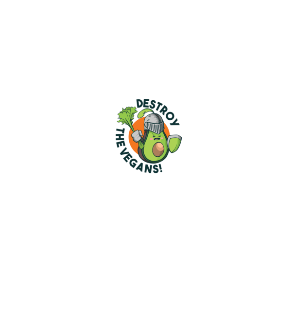 Destroy the Vegans - tricou amuzant războinic Avocado model alb pe tricou