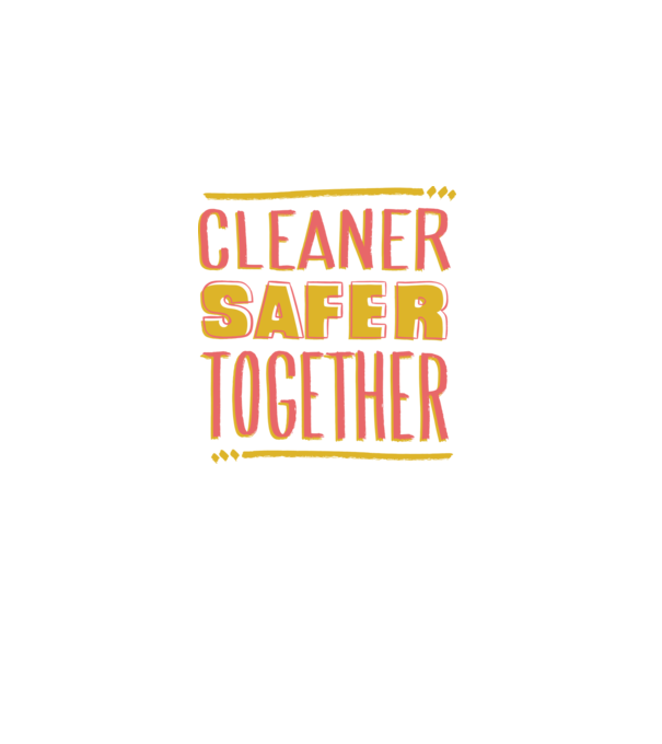 Cleaner Safer Together model alb pe tricou