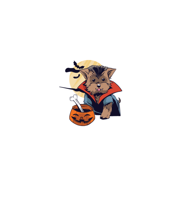 Vampir Yorkie Halloween model turcoaz pe tricou