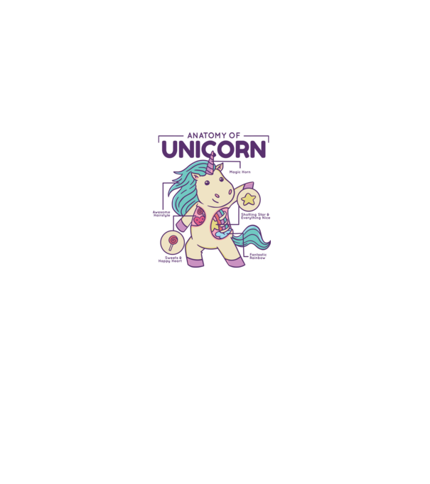 Unicorn Anatomie model roz pe tricou
