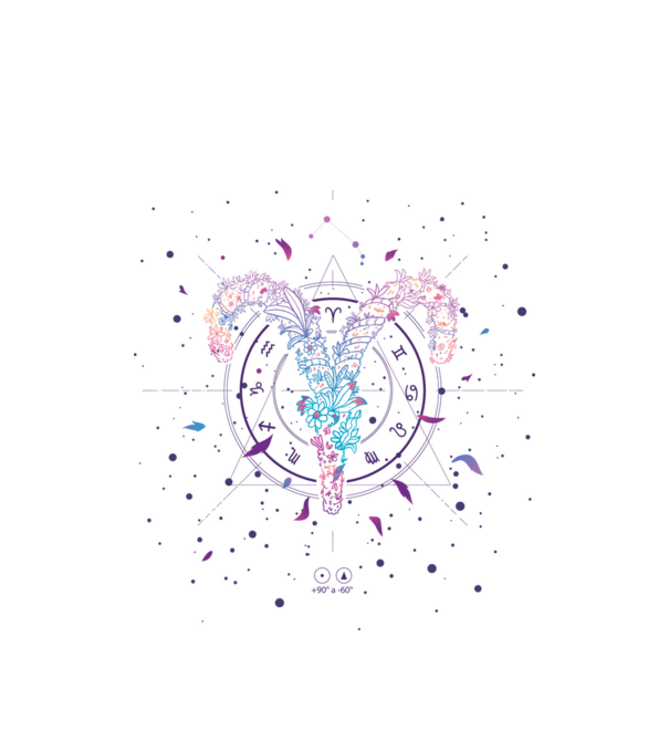 Aries Zodiac model alb pe tricou