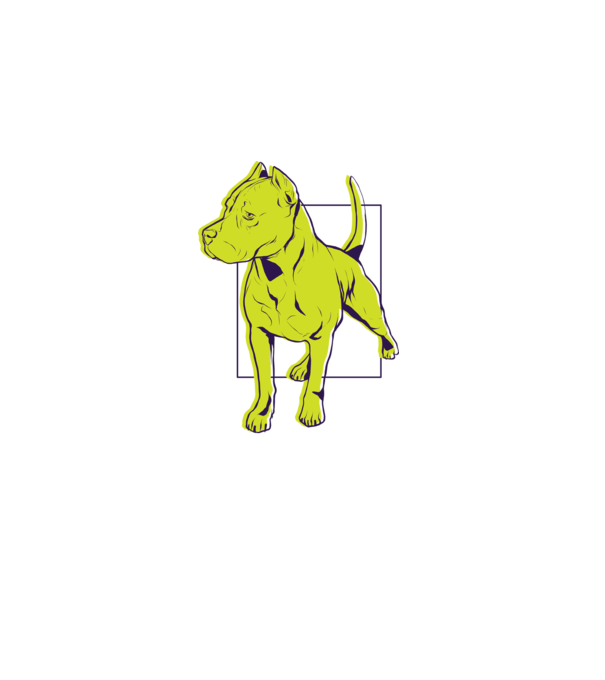Câine Pitbull model albastru închis pe tricou