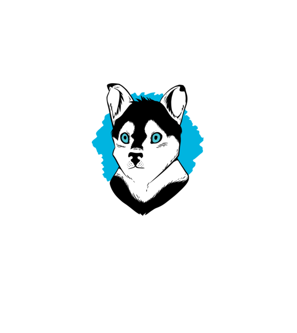 Câine Pomsky model alb pe tricou