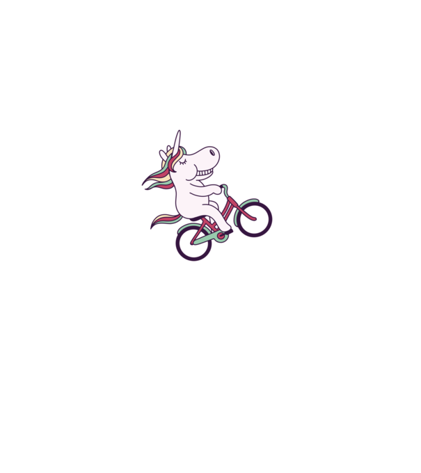 unicorn cu bicicletă model roz pe tricou