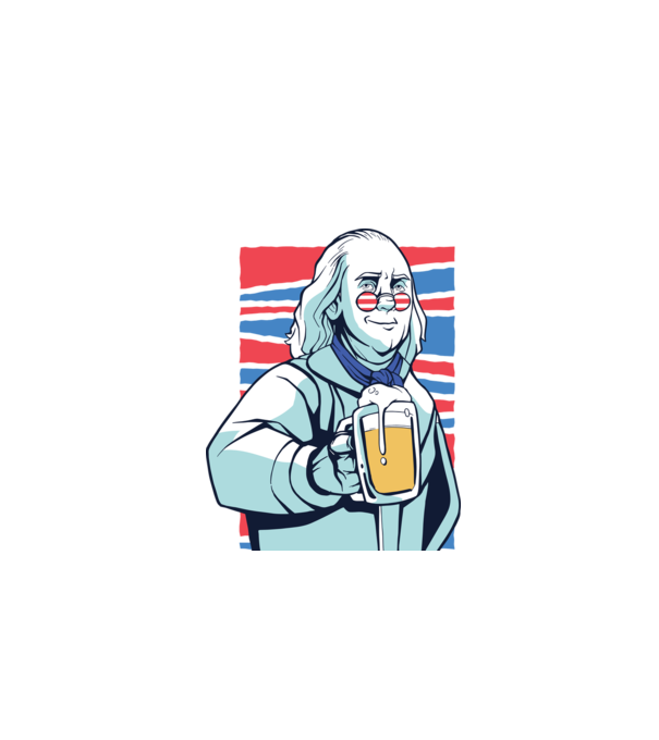 Benjamin Franklin Beer model alb pe tricou