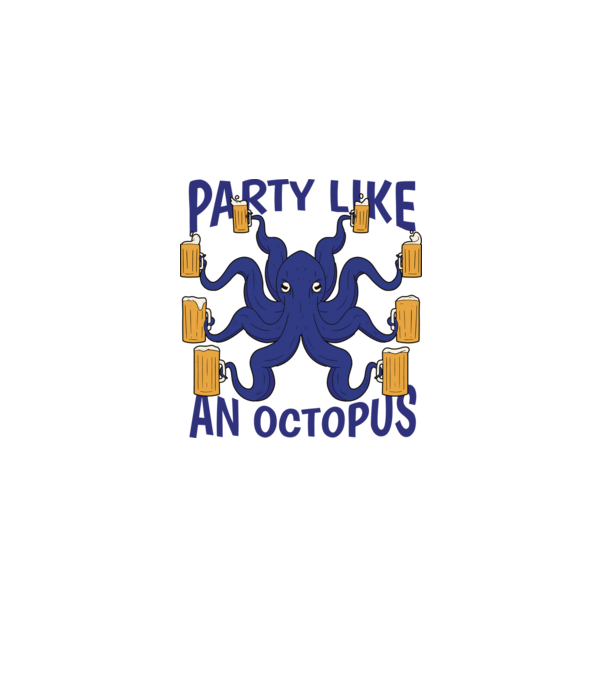 Party Like An Octopus model albastru deschis pe tricou