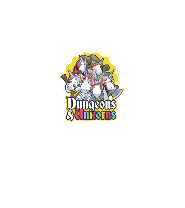 Dungeons and Unicorns model negru pe tricou