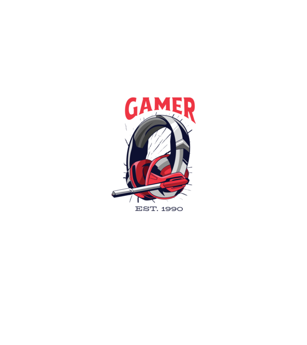 Gamer est. 1990 model alb pe tricou