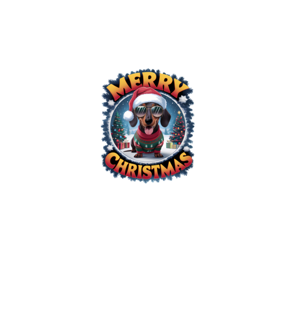 Merry Christmas Teckel model alb pe tricou