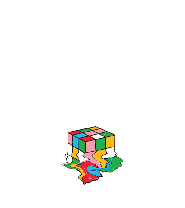 Cub Rubik topindu-se model albastru închis pe tricou