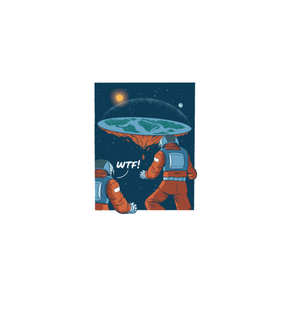 Astronaut Pământ plat model negru pe tricou
