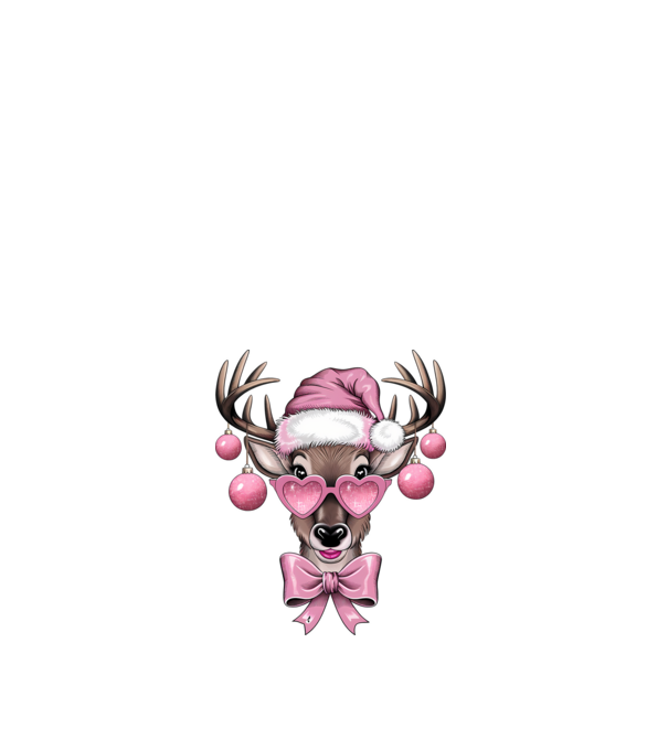 Pink Xmas Reindeer model alb pe tricou