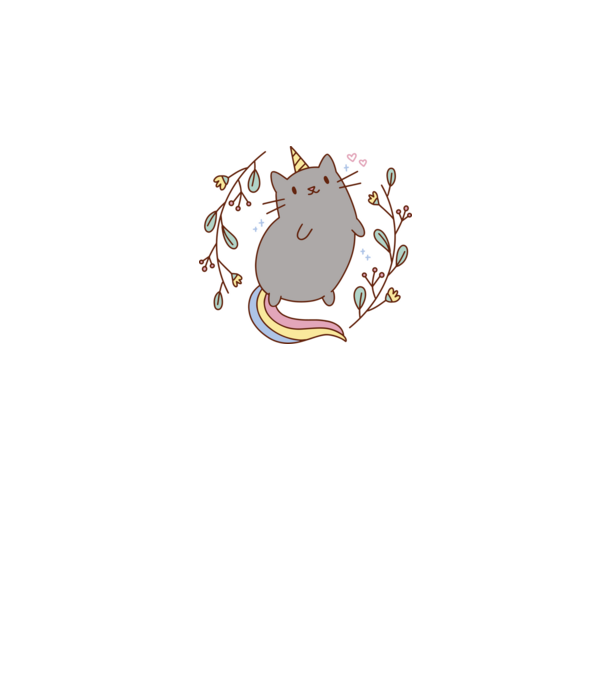 Pisică Unicorn model alb pe tricou