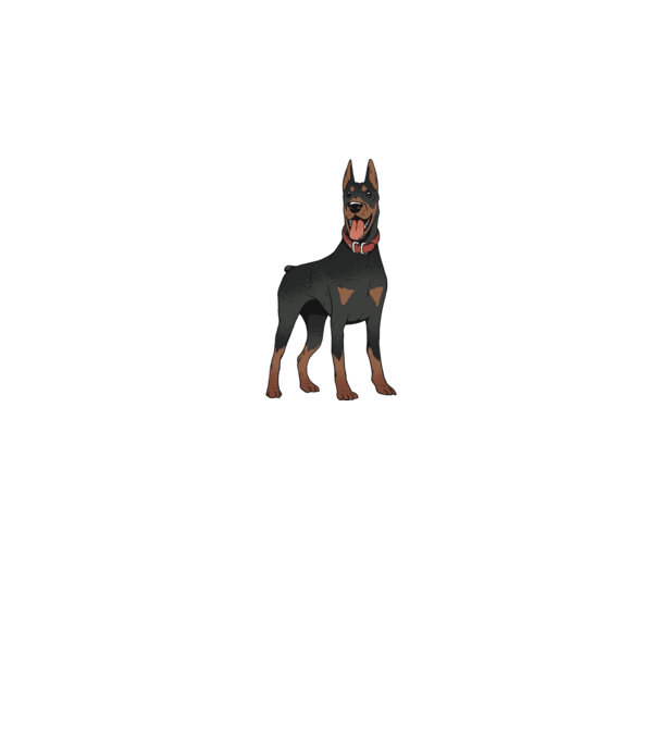 Tricou cu câine dobermann model roz pe tricou