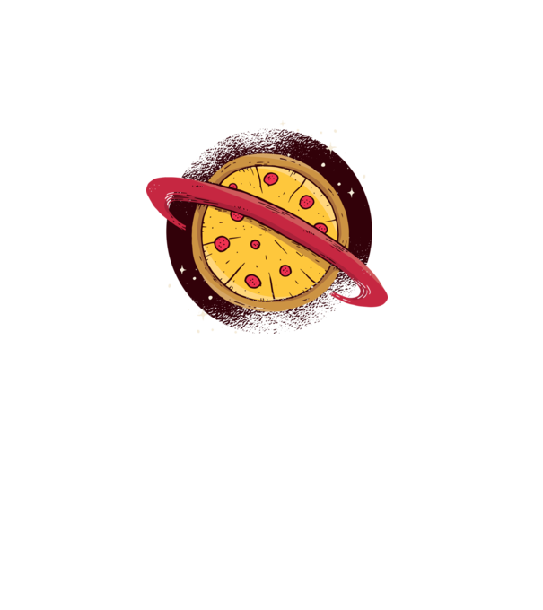 Pizza Planetă model roz pe tricou