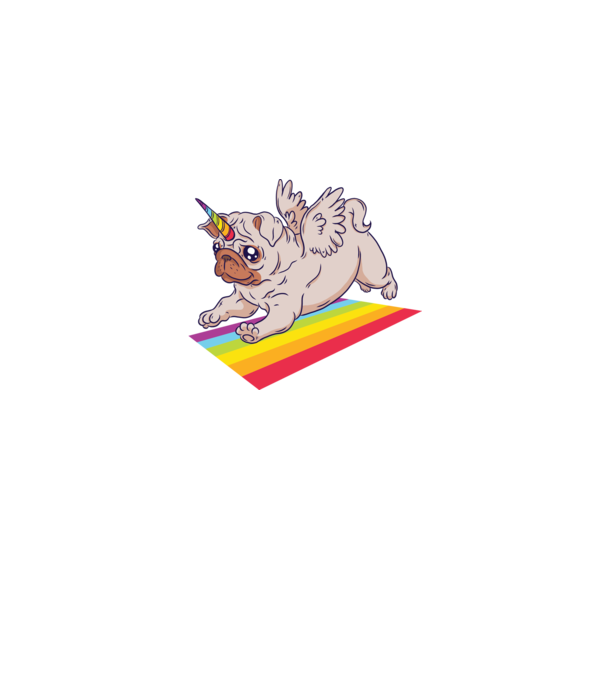 Pugicorn - mops unicorn model mov pe tricou