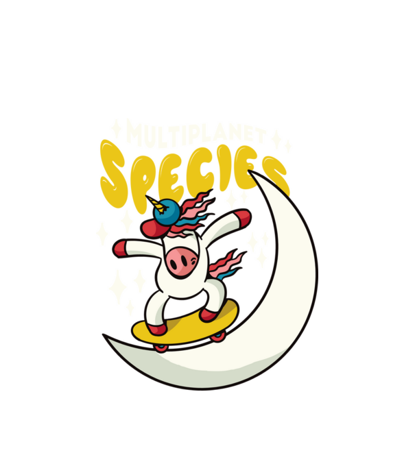 Skateboarding unicorn model alb pe tricou
