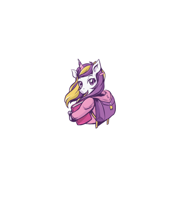 Școlăriță Unicorn model alb pe tricou