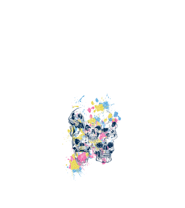 Cranii colorate model alb pe tricou