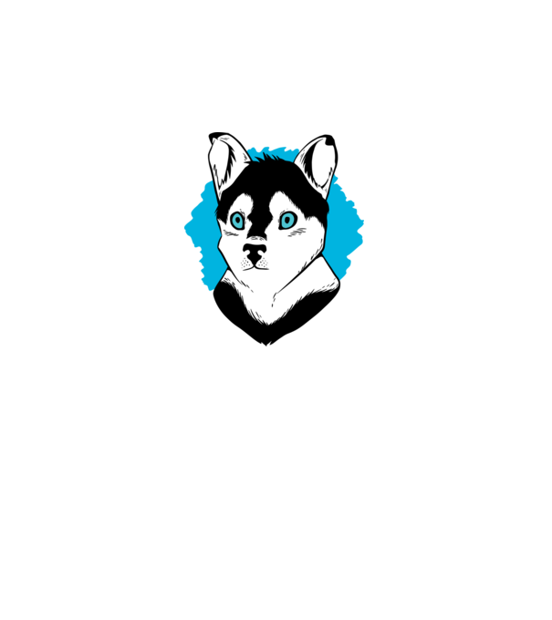 Câine Pomsky model alb pe tricou