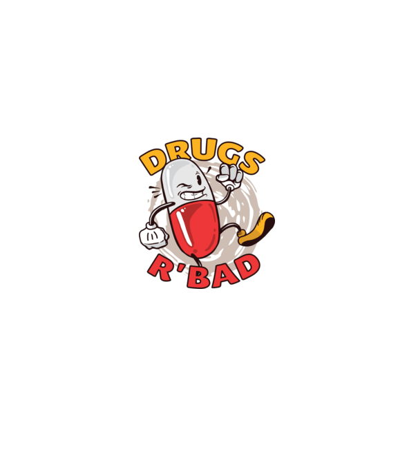 Drogurile sunt rele model alb pe tricou