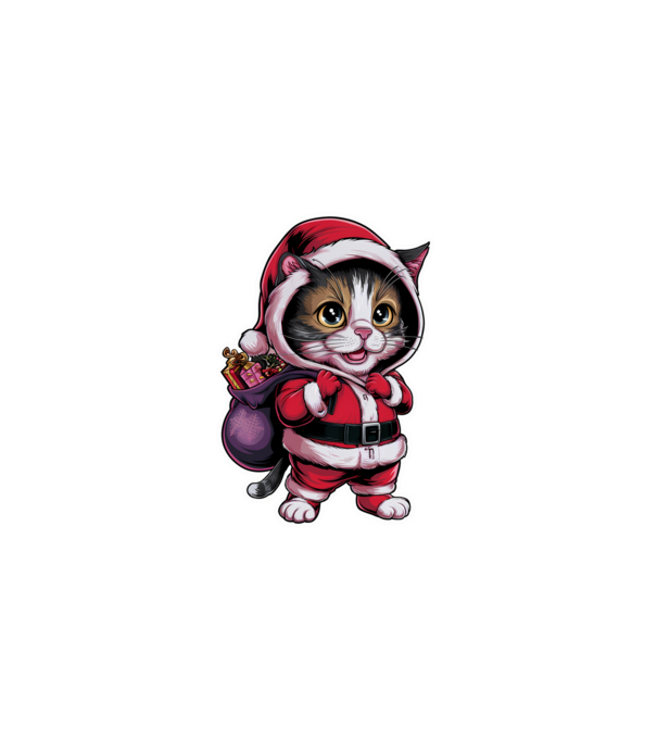 Santa Cat model negru pe tricou