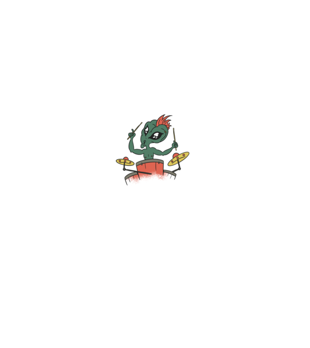 Alien baterist model negru pe tricou