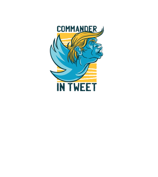 Commander in Tweet - Trump model alb pe tricou