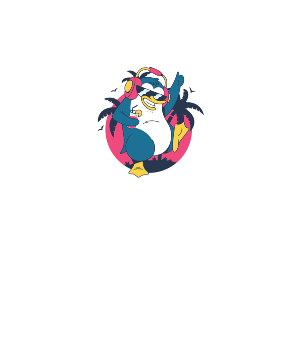 Pinguin de Petrecere model turcoaz pe tricou