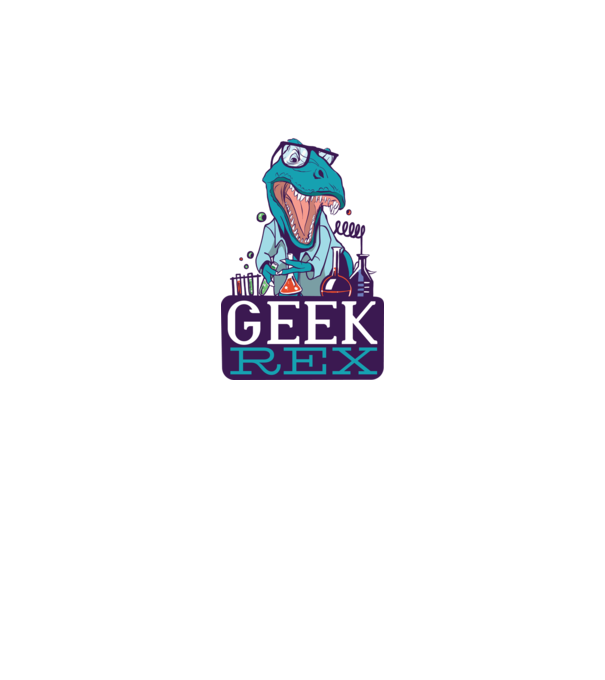 Geek Rex dinozaur tricou model negru pe tricou