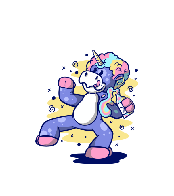Unicorn beat model alb pe tricou