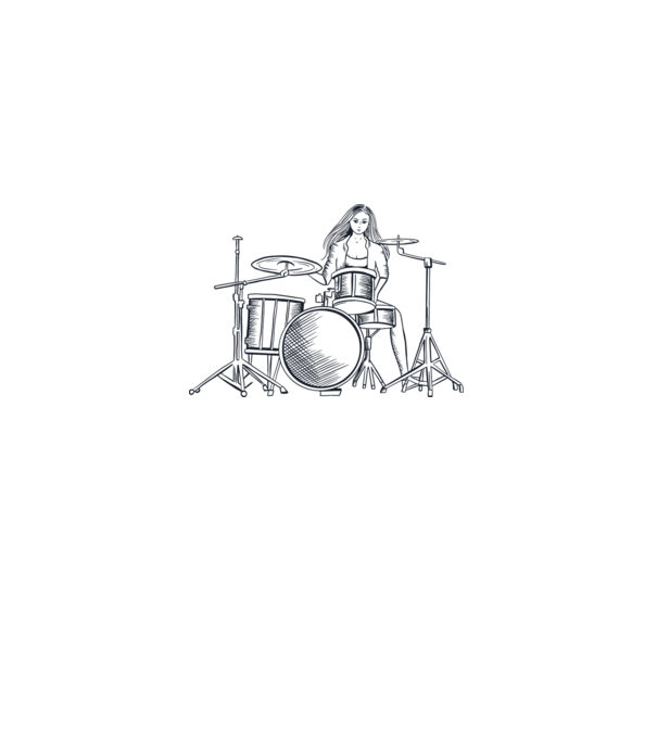 Fată Bateristă model alb pe tricou
